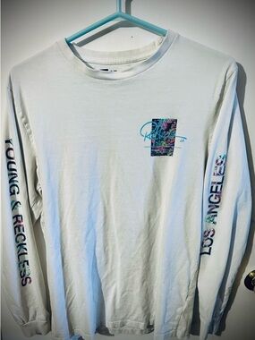 Young & Reckless White Long-Sleeve Graphic Men's Shirt - Los Angeles Print